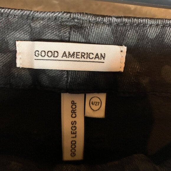 Good American Good Legs Crop Skinny Jeans Black Leopard Print Size 4 / 27 9035‎ - Picture 4 of 13